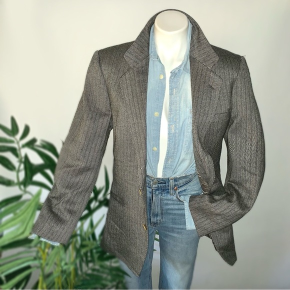 RESERVED :: YSL Saint Laurent Rive Gauche Herringbone Wool Blazer - FLAWS - Picture 2 of 16